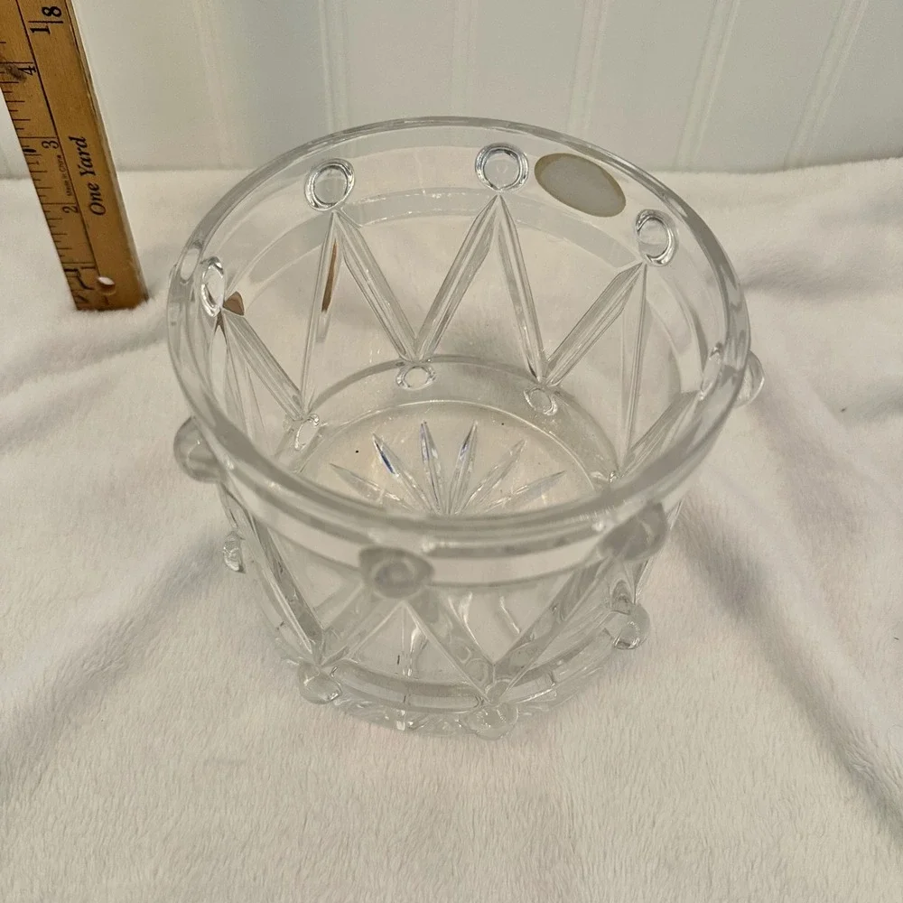 Teleflora Crystal Drum Vase Home Decor Clear Excellent Bohemian Lead Crystal Vtg